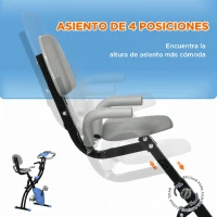 HOMCOM Bicicleta Estática Plegable con Respaldo 8 Niveles de Resistencia Volante Pantalla LCD Pulsómetro y Sillín Ajustable(m-5)