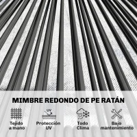 Outsunny Sofá Exterior de Ratán de 2 Plazas con Asiento y Respaldo Tejidos de Ratán Estructura de Acero Carga 240 kg Negro(m-5)