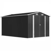 Outsunny 12 x 8 ft Garden Shed, Outdoor Storage Shed with 4 Vents and Lockable Double Doors, Dark Grey(m-1)