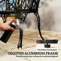 Outsunny Tuinbank 2-zits gietaluminium weerbestendige buitenzitbank met tulp-rugleuning bloemenmotief 99 x 57 x 78 cm(m-5)