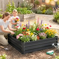 Outsunny Carré potager de jardin acier galvanisée 120 x 120 x 30 cm gris(m-2)