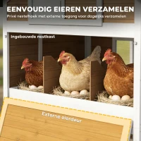 PawHut Kippenhok met uitloop en nestkast, uittrekbare lade, asfalt dak voor 4 kippen 200x104x145cm hout, bruin(m-6)