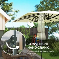 Outsunny Dwustronny parasol, 451 x 264 cm z systemem korbowym, 12 metalowych żeber, aluminiowy maszt, kremowy(m-7)