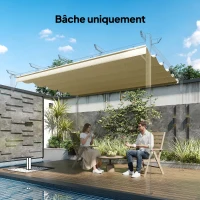 Outsunny Toile de toit pour pergola tonnelle rétractable de 4 x 3 m - toile uniquement 350 x 260 cm beige(m-10)