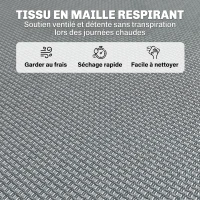 Outsunny Bain de Soleil transat Pliable Dossier inclinable Multi-Positions Acier thermoplastique Lacets élastiques Noir textilène Gris(m-5)