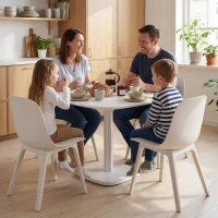 HOMCOM Table à manger pour 4 personne table de cuisine carrée style moderne avec plateau aspect bois, 70 x 70 cm, blanc(m-7)