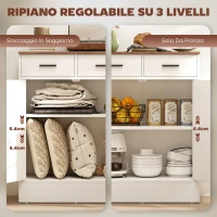 HOMCOM Credenza Moderna 2 Cassetti e Armadietto 2 Ante, Ripiano Interno Regolabile, Bianco e Legno(m-5)