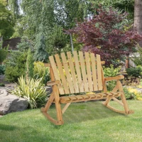 Outsunny Fauteuil de Jardin Adirondack à Bascule 2 Places Rocking Chair Style néo-rétro Assise Dossier Ergonomique Bois Naturel de pin(m-10)
