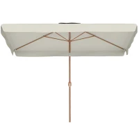 Outsunny Ombrellone Rettangolare da Giardino 2x3 m con Manovella, in Metallo e Poliestere, Crema(m-10)