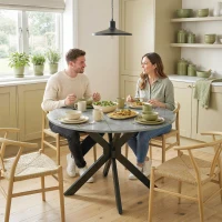 HOMCOM Tavolo Pieghevole 2-6 Persone, Ali Pieghevoli, Struttura Acciaio Doppia X, Grigio Cemento(m-2)