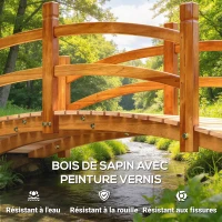 Outsunny Pont de Jardin en Bois Décoration du Jardin dim. 185L x 72l x 58H cm avec Balustrade - Bois de Sapin - Orange(m-8)