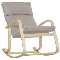 HOMCOM Schaukelstuhl aus Birkenholz 67 cm x 95 cm x 95 cm Grau + Natur(m-11)