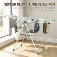 HOMCOM Séchoir à linge pliable étendoir linge intérieur avec bras articulés réglables en métal 156,5 x 61,5 x 97 cm blanc(m-4)