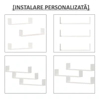 HOMCOM Set de 3 rafturi de perete pentru depozitare din lemn, 80x18x18 cm, alb(m-4)