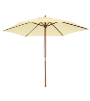 Outsunny Parasol Jardin Extérieur Bambou Crème Ø2,5m
