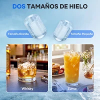 HOMCOM Máquina de Cubitos de Hielo Autolimpiable 12 kg/24H 9 Cubitos Listos en 7 Minutos 2 Tamaños de Hielo 1,5L Depósito Azul(m-5)