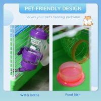 Pawhut 5 Tier Hamster Cage Carrier Habitat Small Animal House with Exercise Wheels Tunnel Tube Water Bottle Dishes House Ladder for Dwarf Mice, Green(m-5)