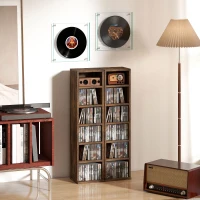 HOMCOM Lot de 2 étagères colonnes armoire de rangement CD 12 compartiments 21 x 22,5 x 88,5 cm capacité 204 CD brun rustique(m-10)