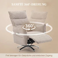 HOMCOM Drehbarer Elektrischer Relaxsessel für Erwachsene, Sessel mit Leinenoptik-Stoff und Ladeanschlüssen, Beige(m-5)