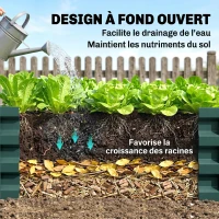 Outsunny Carré potager de jardin tôle d'acier ondulée 120 x 120 x 30 cm vert foncé(m-6)