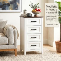HOMCOM Cassettiera con 4 Cassetti, Mobile Alto per Camera da Letto e Soggiorno(m-8)