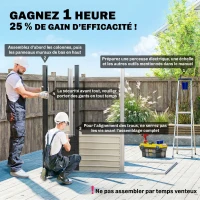 Outsunny Abri de jardin 2,3m² - pour Outils - cabanon Porte verrouillable - dim. 191L x 130P x 166,5-183H cm - acier(m-4)