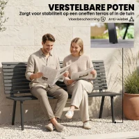 Outsunny Tuinbank 3-zits weerbestendig metalen outdoor zitbank met brede zitting lamellenontwerp, tot 240 kg 154 x 68 x 88 cm(m-7)