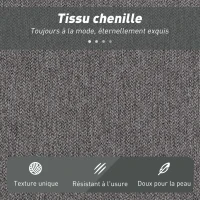 HOMCOM Canapé convertible 2 places, canapé-lit en chenille, assise et accoudoirs larges 2 coussins, entièrement compressé, gris(m-8)