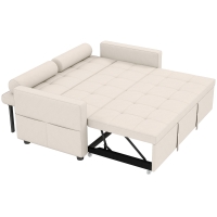 HOMCOM Canapé convertible 2 places 3 en 1 canapé-lit avec lit gigogne double dossier réglable 2 coussins 80,5x137,5x84cm beige