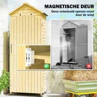 Outsunny Houten tuinkast extra hoge gereedschapsschuur met verstelbare plank magnetische deur gegalvaniseerd dak ventilatie(m-9)
