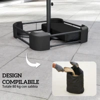 Outsunny Base per Ombrellone Riempibile con Sabbia 80 kg/Sabbia Bagnata 90 kg, per Pali di Ombrelloni da Ø48 mm, Nero(m-4)