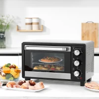HOMCOM Horno Portátil 16L 1400W con 3 Modos de Calor Temporizador Bandeja de Horneado y Rejilla 44x32x28,1 cm Plata(m-2)