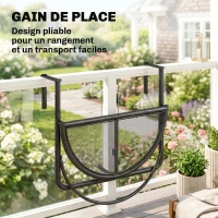 Outsunny Table Suspendue pour Balcon dim. 60L x 45l cm Hauteur réglable 3 Niveaux métal époxy Noir(m-5)