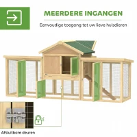 PawHut Kippenhok van hout met legnest, waterdicht dak, zitstok, ren, loopplank, 204x85x93 cm natuurhout(m-5)