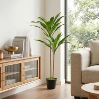 HOMCOM 90 cm Artificial Cordyline Tree in Moss Effect Pot, Realistic PEVA Faux Plant, Green(m-7)