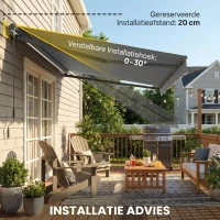 Outsunny Knikarmscherm Zonnescherm 350 x 300cm Knikarmzonnescherm incl. slinger & muurbeugel, verstelbare hoek(m-4)