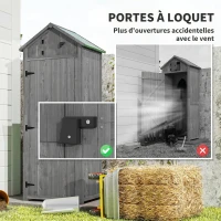 Outsunny Armoire de jardin extérieur abri de jardin en bois abri pour outils 3 étagères 2 Portes loquets Toit Pente bitumé rangement et stockage extérieurs 77 x 54 x 179 cm Sapin traité Gris(m-7)