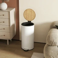 HOMCOM Poubelle cuisine 30L, poubelle à pédale avec seau intérieur amovible, couvercle à fermeture douce, 36x30x60,5cm, blanc(m-9)