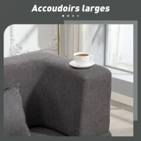 HOMCOM Canapé convertible 2 places, canapé-lit en chenille, assise et accoudoirs larges 2 coussins, entièrement compressé, gris(m-7)