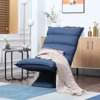 HOMCOM Fauteuil de sol paresseux pivotant 360° avec dossier inclinable design capitonné 62 x 70 x 95 cm bleu(m-10)