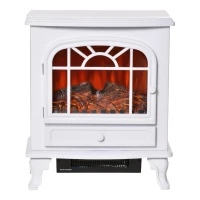 HOMCOM Chimenea Eléctrica Portátil 1000/2000W con Llama LED Brillo Regulable Termostato Ajustable y Protección Sobrecalentamiento para Salas de 25 m² 51x28x60 cm Blanco(m-11)