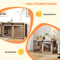 PawHut Hundebox Hundekäfig, Verriegelbar, Holzoptik, rustikales Design, 98 cm x 58 cm x 61 cm, Walnuss + Schwarz(m-4)