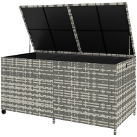 Outsunny Coffre de jardin en résine tressée, coffre de rangement extérieur 650 L imperméable avec doublure zippée