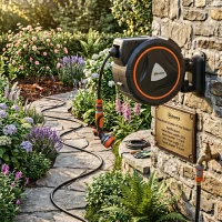 Outsunny furtun retractabil, suport furtun, role pentru furtun(m-4)