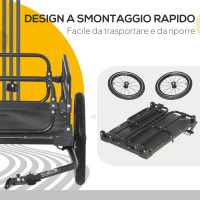 HOMCOM Carrello Bici da 70L con 2 Ruote da 16", 2 Catarifrangenti e Bandierina, in Acciaio e PE, 125x64x53.5 cm, Nero(m-6)