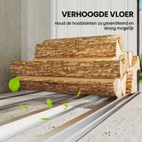 Outsunny Brandhoutschuur met verhoogde bodem, stalen constructie, schuin dak – 150 x 66,5 x 144/150 cm, donkergrijs(m-5)