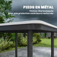Outsunny Table de jardin rectangulaire pour 4 personnes, table à manger extérieure avec trou de parasol, 85 x 85 x 72,5 cm, gris(m-7)