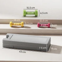 HOMCOM Juego de 6 Mancuernas Hexagonales de 1,5kg 1kg y 0,5kg con Revestimiento de Neopreno con Maletín 43x18x7,5 cm Multicolor(m-3)