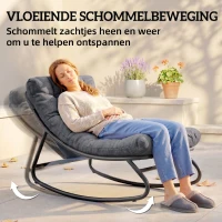 Outsunny Schommelstoel met brede textiel zitting en dik kussen, 101 x 66 x 63 cm, grijs(m-4)