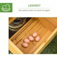 PawHut kippenhok kippenhok met ren pluimveehok met roede raam nestkast dennenhout geel + groen 168x75x103 cm(m-6)